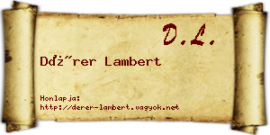 Dérer Lambert névjegykártya